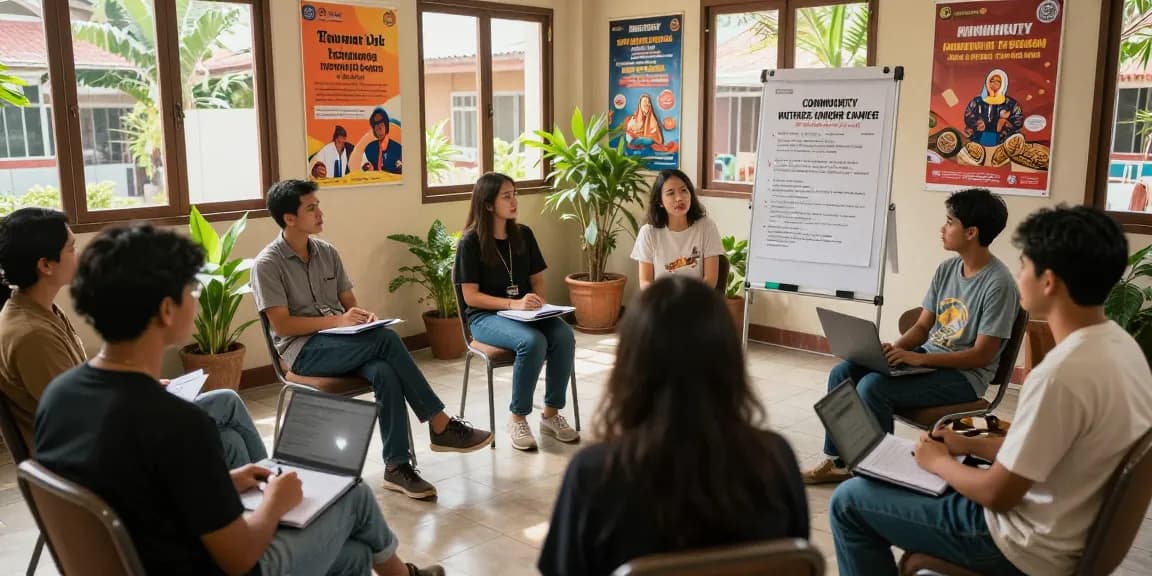 Kegiatan komunitas di pusat informasi lokal Leci123, diskusi tentang berita terbaru.
