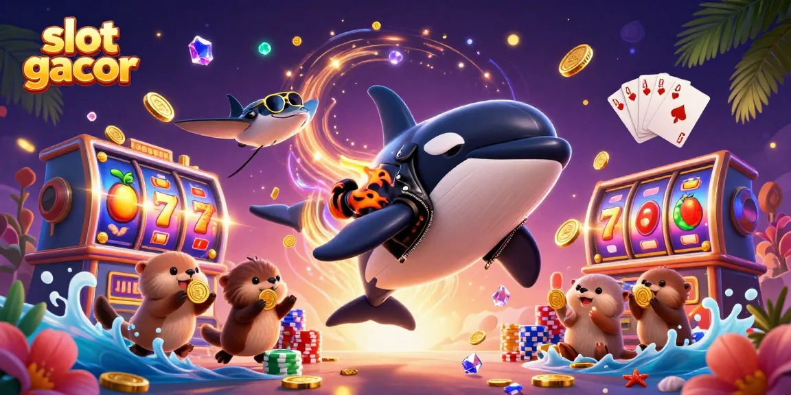 Menang besar dengan slot gacor, orca, dan keluarga laut berbagi koin emas.
