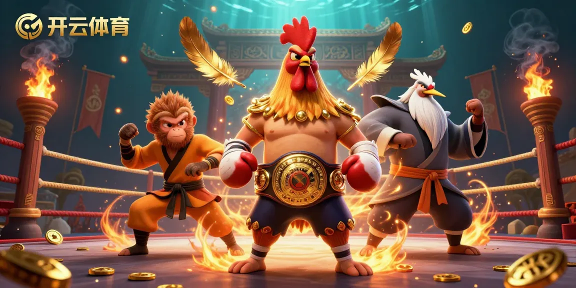 Experience thrilling action with 开云体育 in this dynamic 3D scene featuring martial artists and gambling elements.
