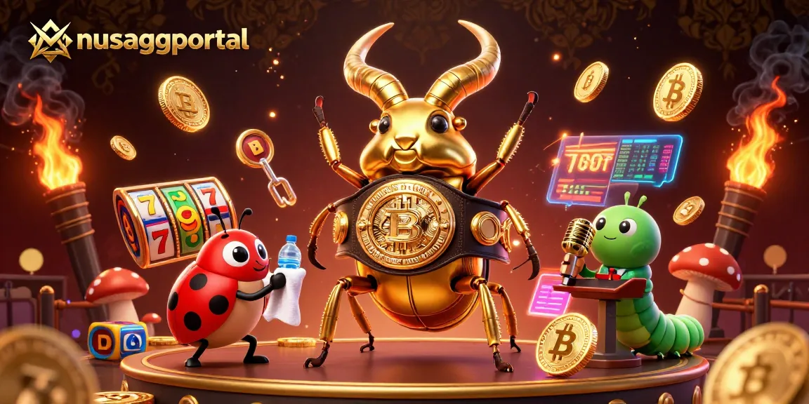 Engage with nusaggportal's thrilling slot scene featuring a golden stag beetle boxing champion.