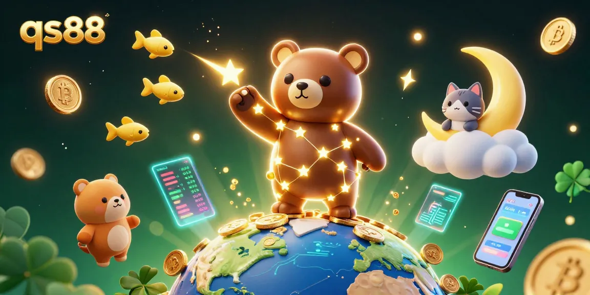 Experience winning moments at qs88 with a 3D casino scene filled with colorful coins and characters.
