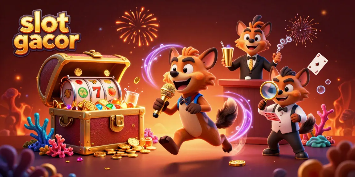 Engage in the thrill of slot gacor with party-ready hyenas in a vibrant casino scene.