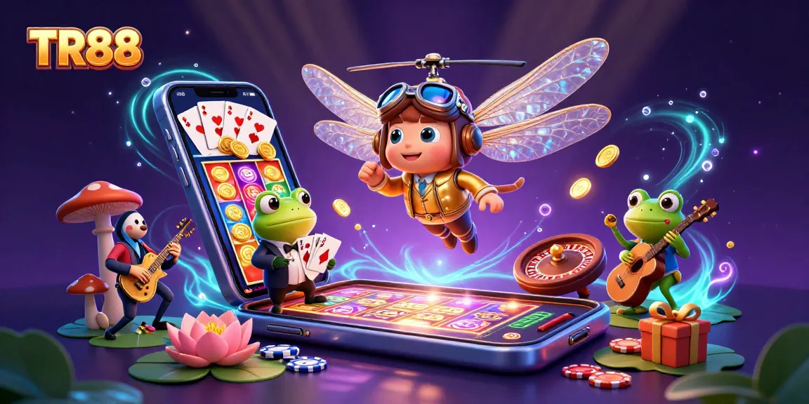 Join the excitement of TR88 with a vibrant 3D casino scene showcasing a dragonfly pilot