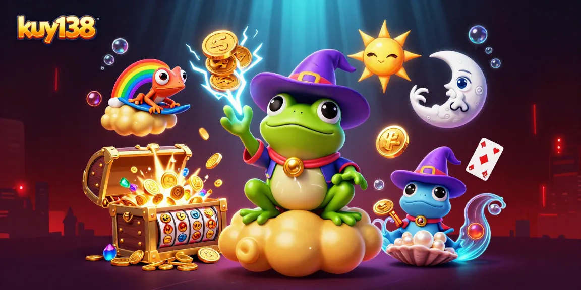 Slot gacor kuy138 dipenuhi koin emas dan efek ajaib di latar belakang yang menarik.