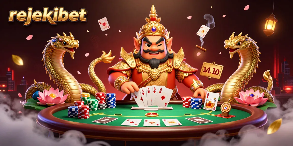 Experience thrilling gaming with rejekibet as golden serpent companions and a guardian enhance the poker table atmosphere.