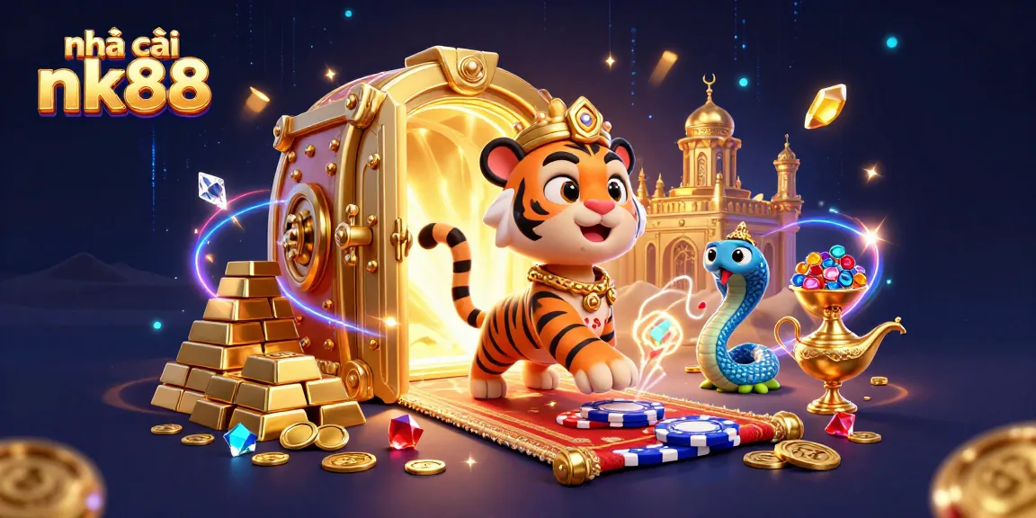 Experience the magic of nhà cái nk88 with a vibrant Arabian Nights-themed casino scene.