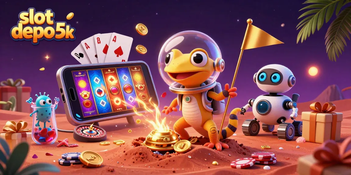 Spin and win with slot depo 5k as a Martian gecko discovers a golden casino on Mars.