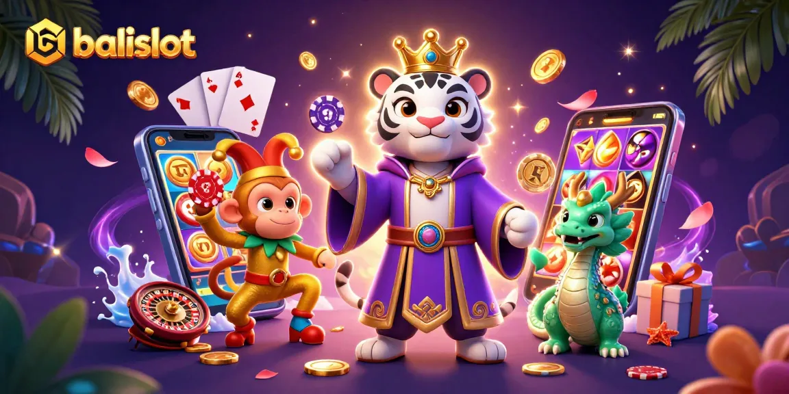 Menghadirkan sensasi balislot yang seru dengan karakter macan putih bermahkota dan tinggi, serta monyet emas, saat mereka bermain game slot.